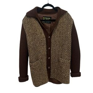 Freedom Wear Irish Tweed Wool Brown Tan Vintage Cardigan Shacket (L *see msrmts)